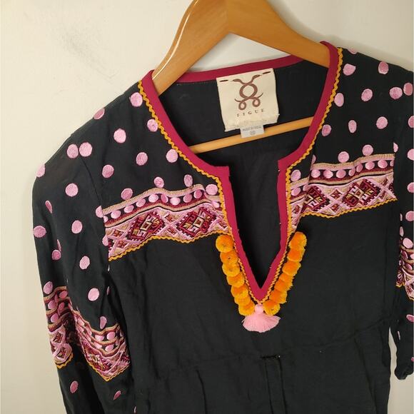 Figue Savannah Tasseled Embroidered Dress Size XS - Picture 3 of 10